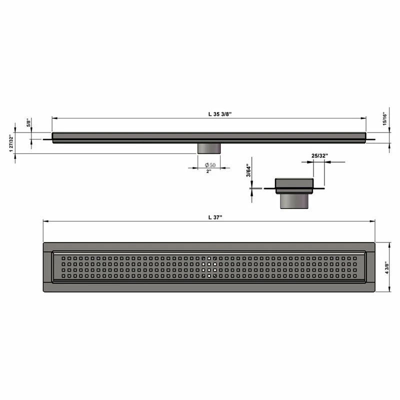 Outlet 💯 Linear Shower Drain, Brushed Nickel Square Design By Serene Drains, 35" 🤩 6 Outlet 💯 Linear Shower Drain, Brushed Nickel Square Design By Serene Drains, 35" 🤩 - Image 4