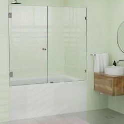 Wholesale 🌟 Glass Warehouse 58.25"x56.75" Frameless Shower Bath Door Wall Hinge, Brushed Nickel 👍