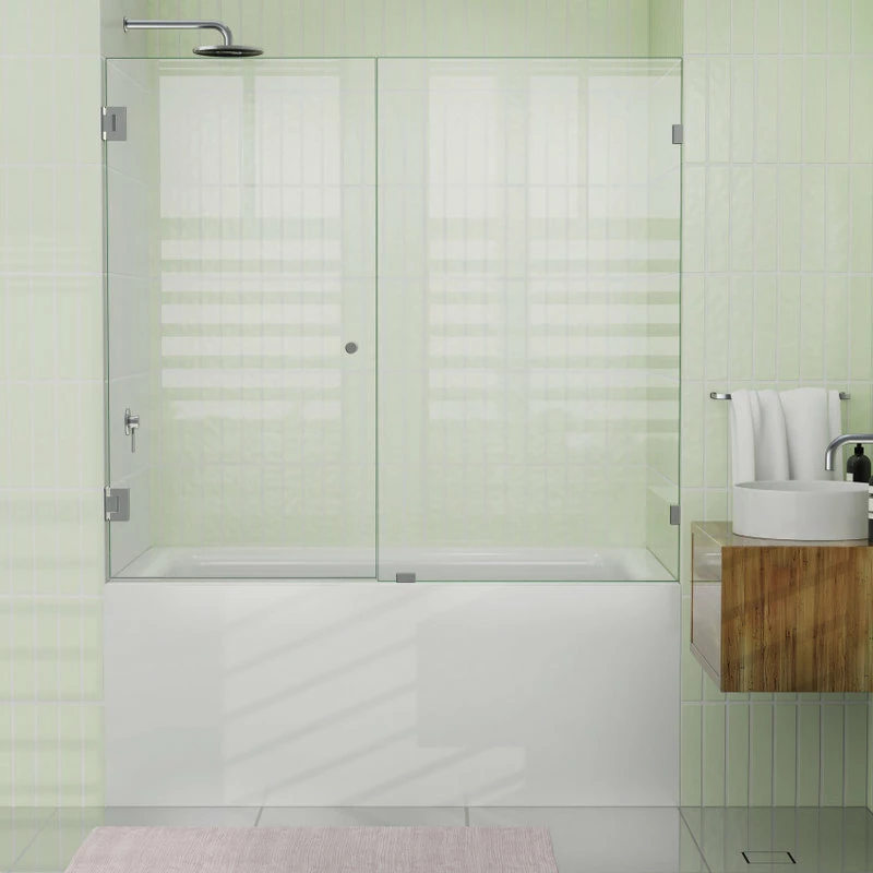 Wholesale 🌟 Glass Warehouse 58.25"x56.75" Frameless Shower Bath Door Wall Hinge, Brushed Nickel 👍 4 Wholesale 🌟 Glass Warehouse 58.25"x56.75" Frameless Shower Bath Door Wall Hinge, Brushed Nickel 👍 - Image 2