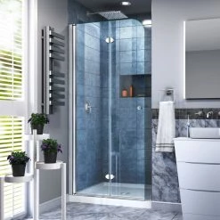 Deals 🔔 DreamLine Aqua Fold 33.5" W X 72" H Frameless Bi-Fold Shower Door, Chrome 😀